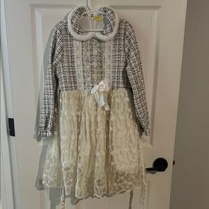 Source Unknown Plaid and Lace Kids Formal Dress size 8